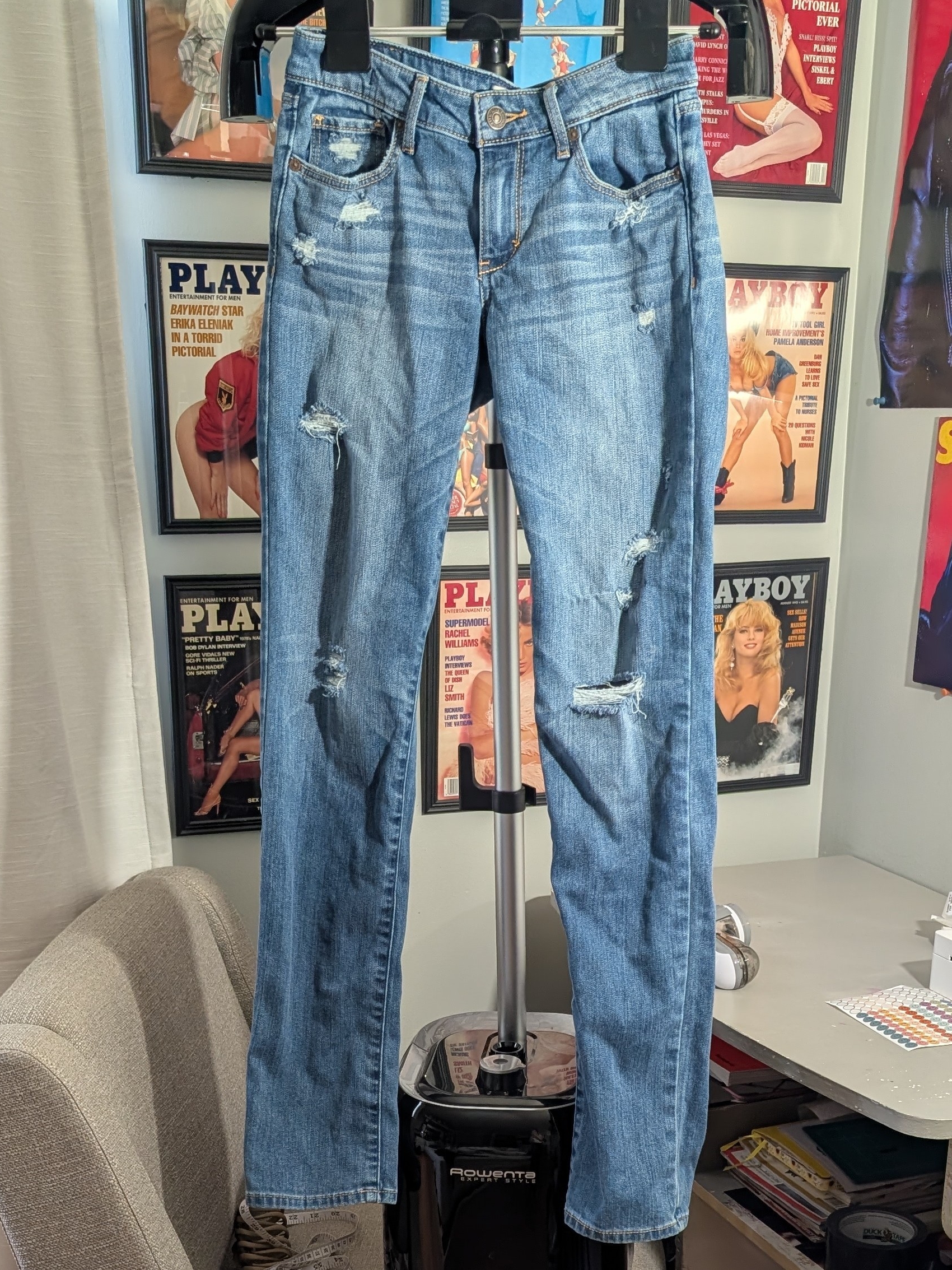 Abercrombie & Fitch Distressed Blue Straight-Leg Jeans